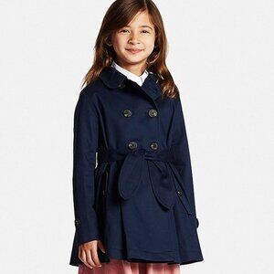 Uniqlo Kids Navy Trench Coat – Size 7/8 – Water-Resistant, Preppy, Classic
